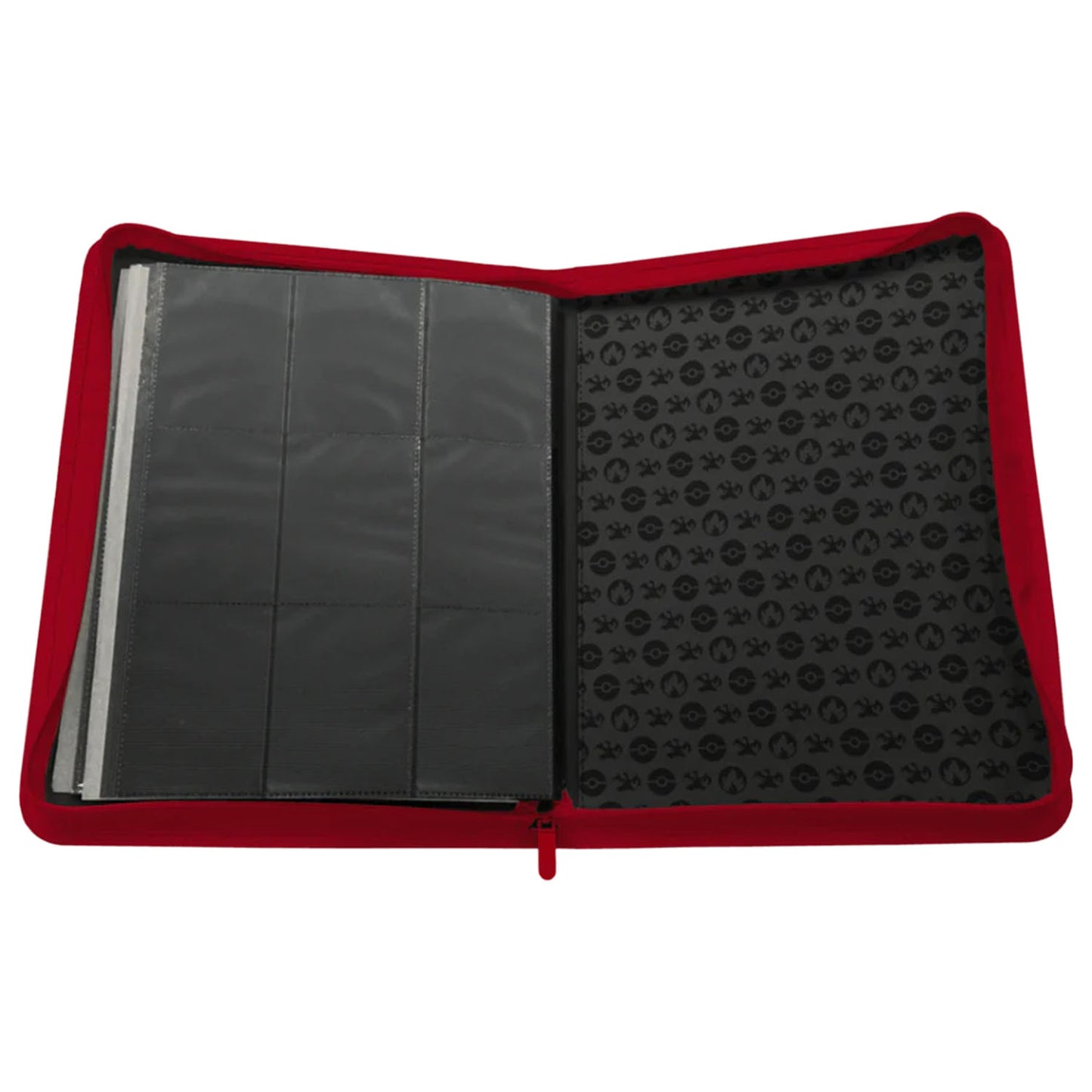 Opened card portfoio with multiple slots for trading card storage