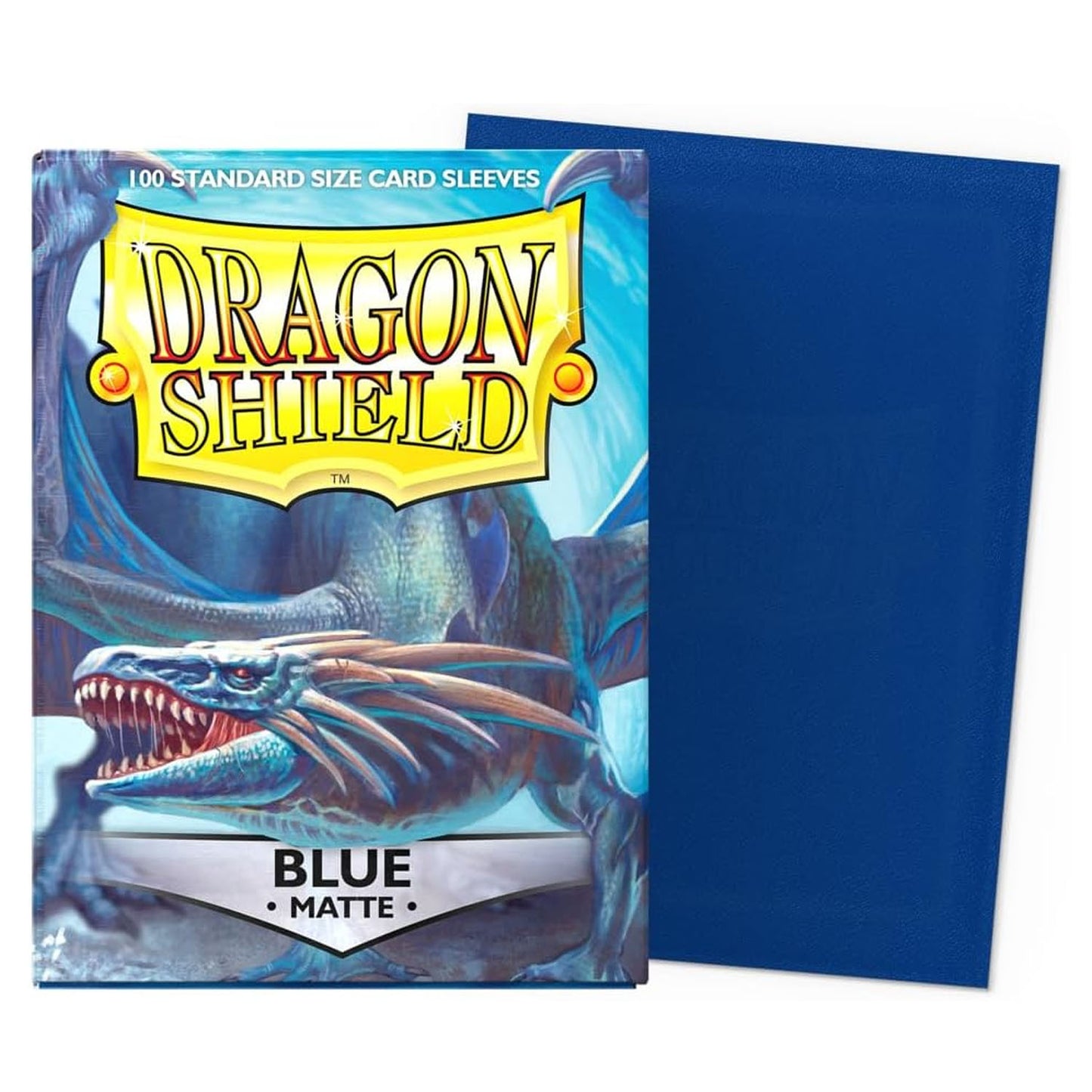 Dragon Shield brand blue card sleeves on a white background.