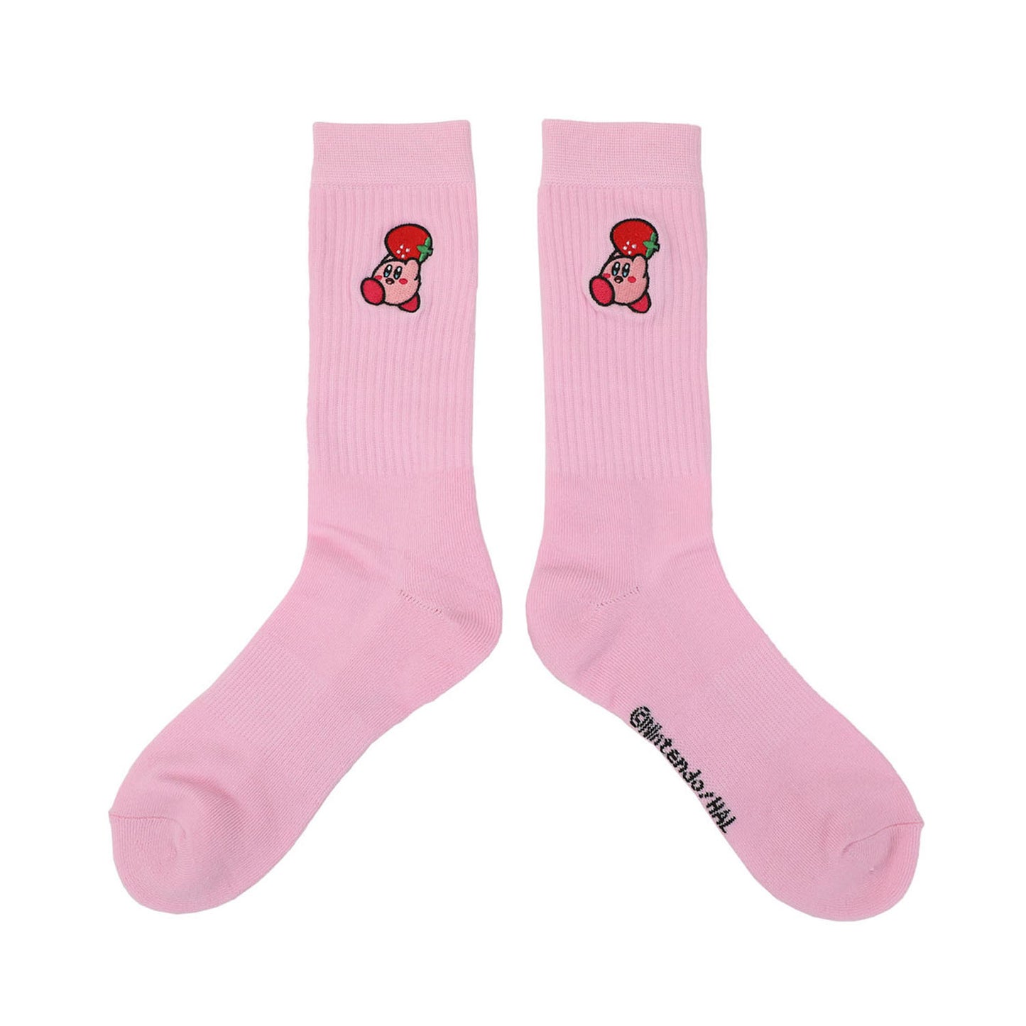 Kirby Strawberry Embroidered Socks