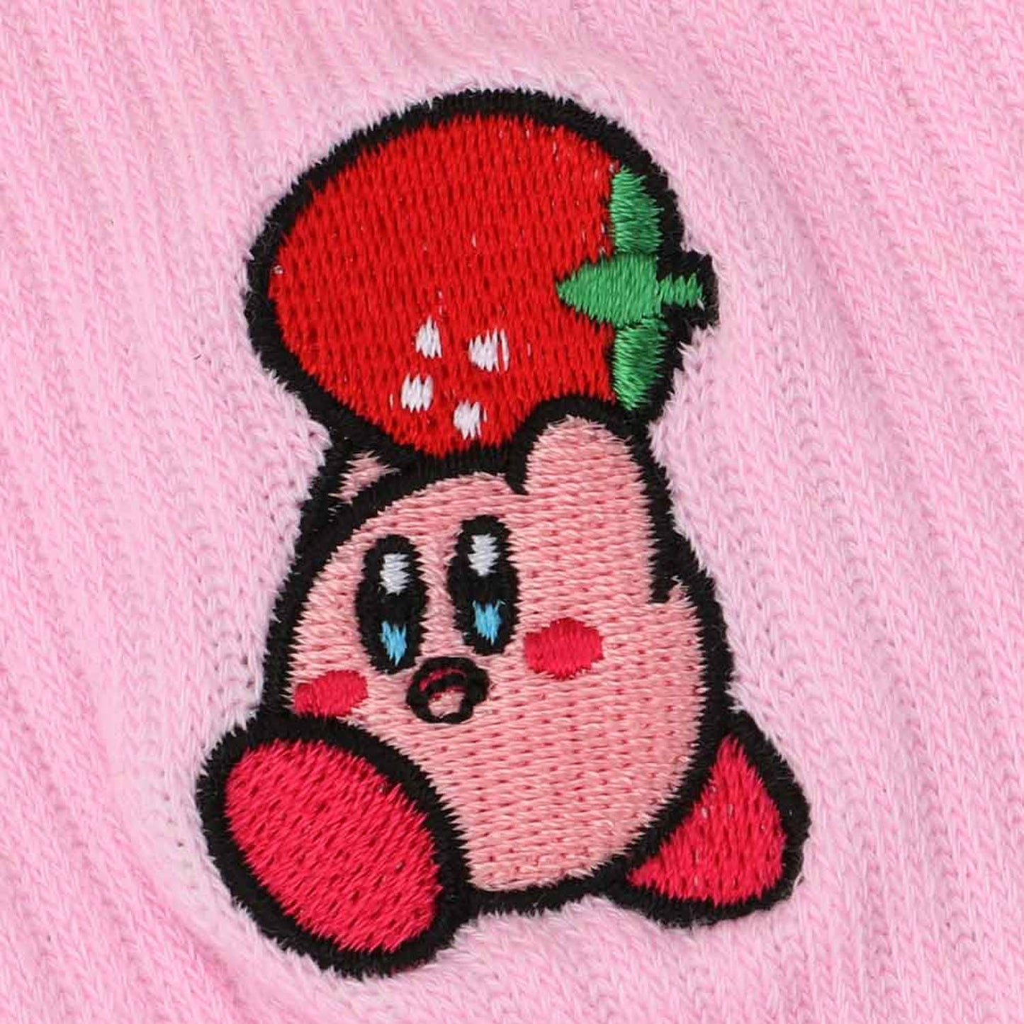 Kirby Strawberry Embroidered Socks