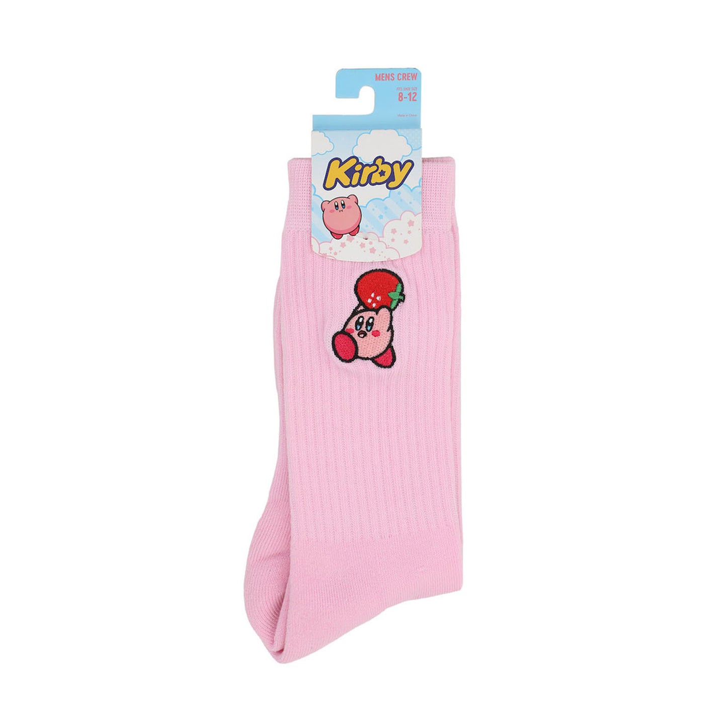 Kirby Strawberry Embroidered Socks