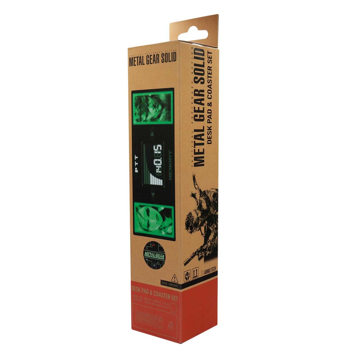 Box packaging for Metal Gear Solid desk mat and coaster set.