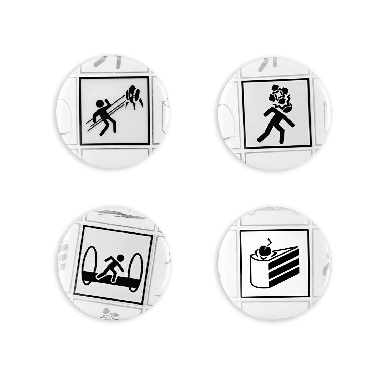 'Portal 2' 4-pack magnet set on white background