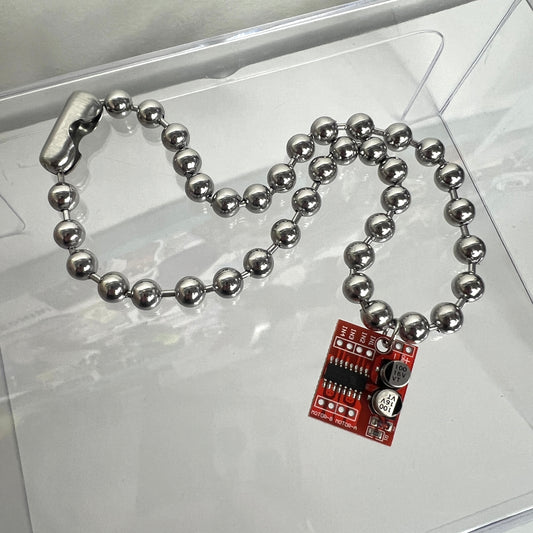Red Circuit Board Ballchain Necklace