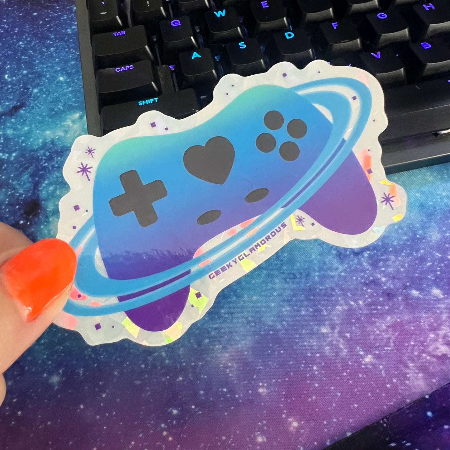 GeekyGlamorous Galaxy Planet Holo Sticker