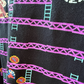 Close of up of Black tshirt with classic Donkey Kong arcade graphic in purple and blue. Shows some areas of screenprint cracking and pilling. 