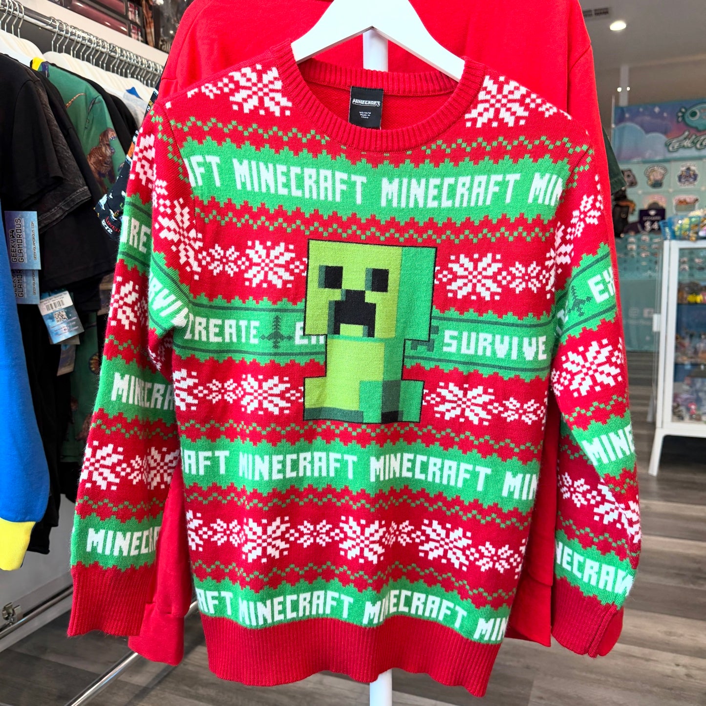 Pre-Owned Minecraft Creeper Holiday Sweater
