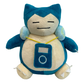 Plush Snorlax with headphones around his neck and music player hanging down. 
