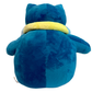 Plush Snorlax with headphones around his neck and music player hanging down. 