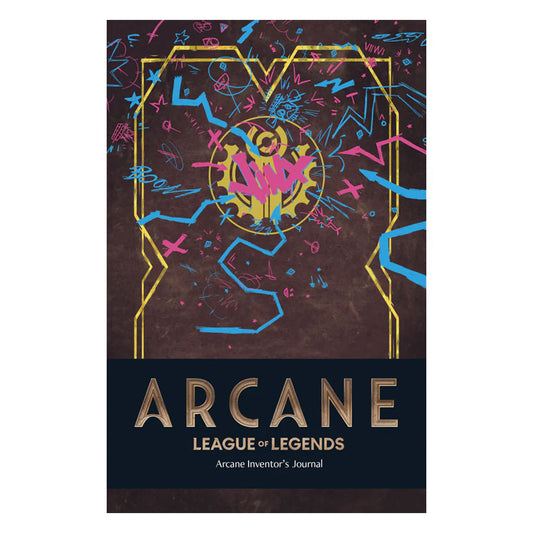 Brown, journal cover with Jinx and Arcane branding. 