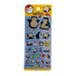 A packaged set of Pokémon Snorlax stickers on a blue backing card with a yellow header. The package contains multiple stickers in different poses, with a red circular badge at the top left reading '5 size stickers'. 
