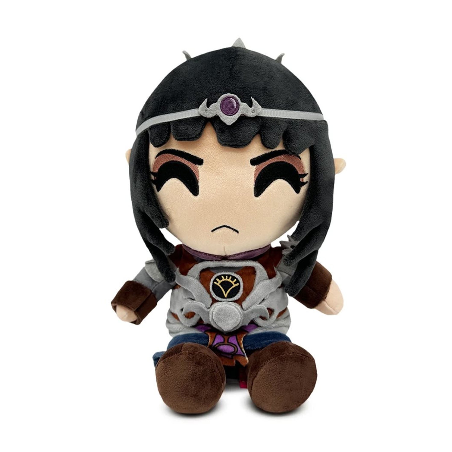 Plush toy of Shadowheart from Baldur's Gate 3 on a white background. 