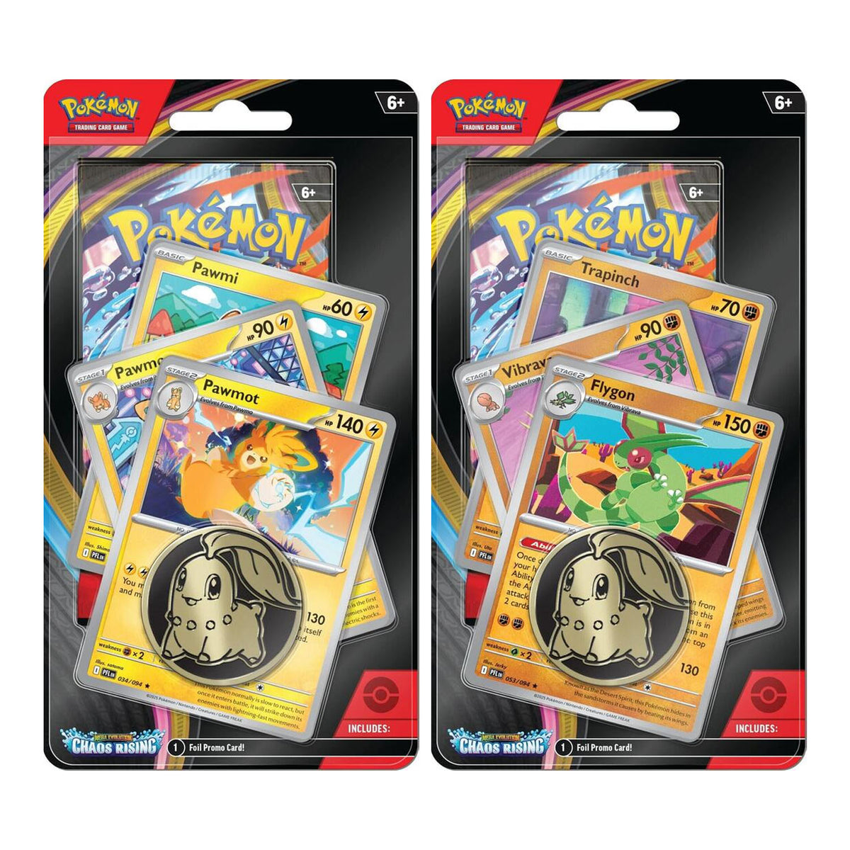 Two blister packs of Pokémon Trading Card Game cards shown side by side on a plain white background. 