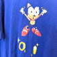 Close up of blue shirt with Sonic the Hedgehog graphic