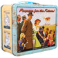 Vintage-style lunch box with a graphic of a family and text 'Prepare for the Future!' on a white background.