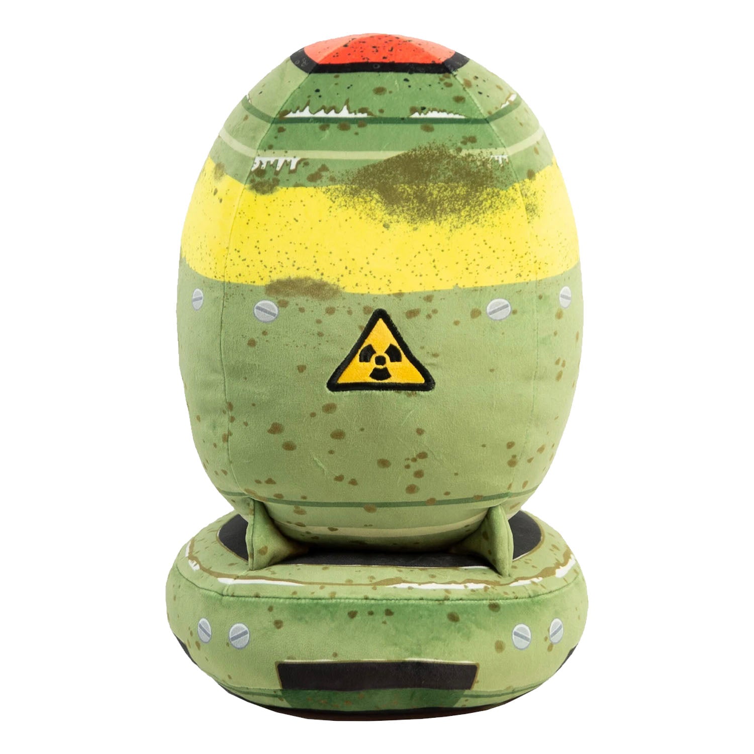 Green and yellow nuke shaped plush toy from the video game series Fallout