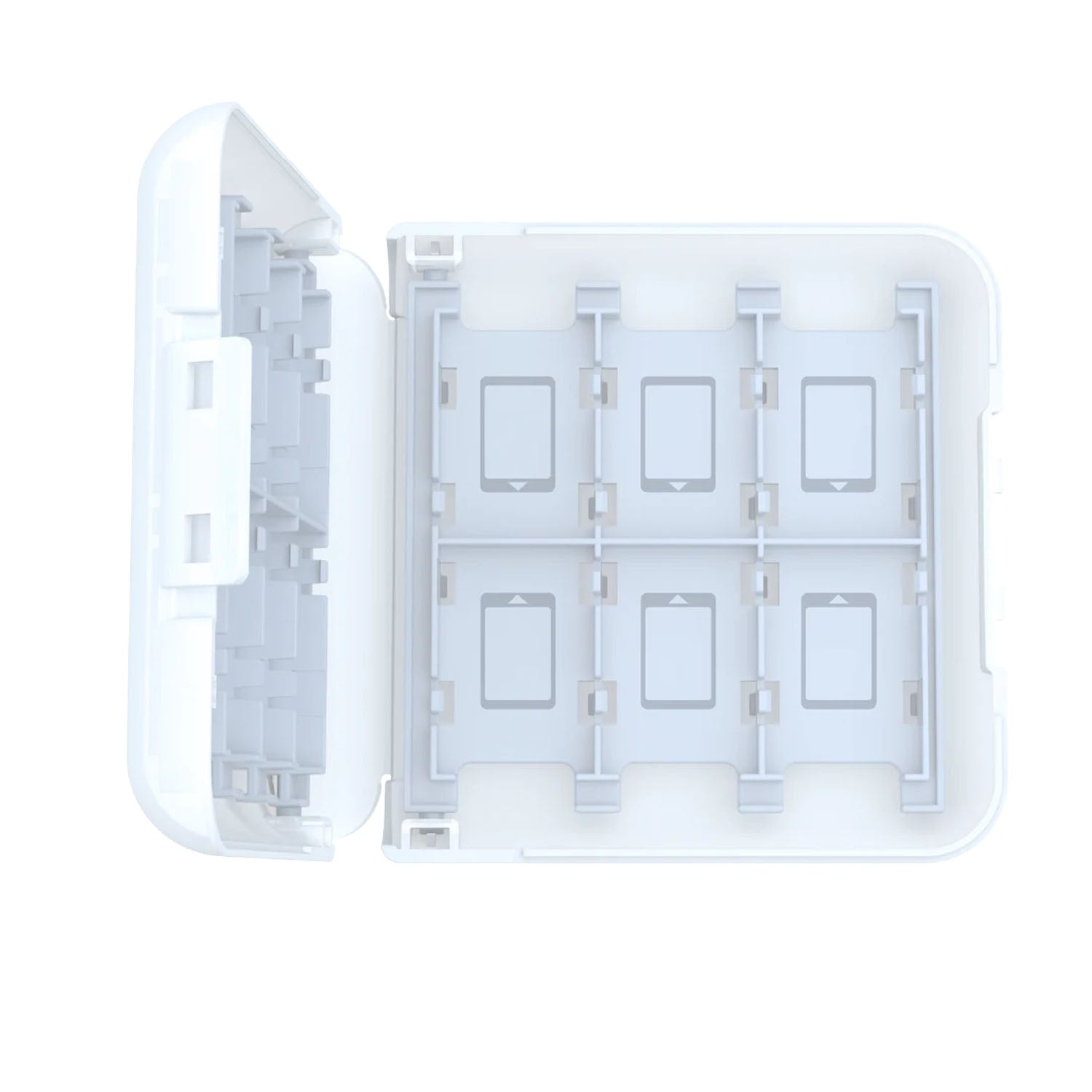 Interior of a Switch game carrying case on a white background. 