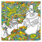 A square 2027 calendar cover featuring a colorful graffiti-style illustration with the text 'Jet Set Radio' and '2027 Calendar.' The design is highly detailed and multicolored, with black-and-white line-art characters overlaid on a dense abstract background.