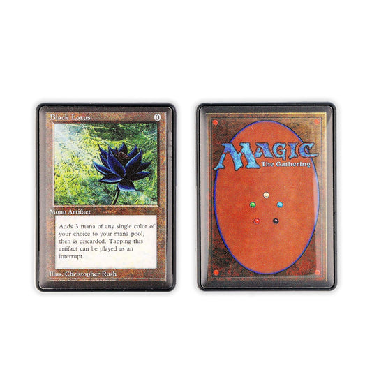 Two Magic the Gathering pins ft. black lotus and card back artwork 