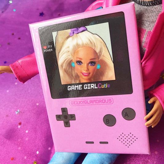 GeekyGlamorous Game Girl Cutie Button