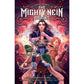 Front cover of the graphic novel/comic book Critical Role: The Mighty Nein Origins: Omnibus Volume 1, featuring illustrated characters against a swirling pink, purple, and orange fantasy background.