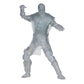 A translucent plastic ninja action figure posed in a dynamic fighting stance against a plain white background.