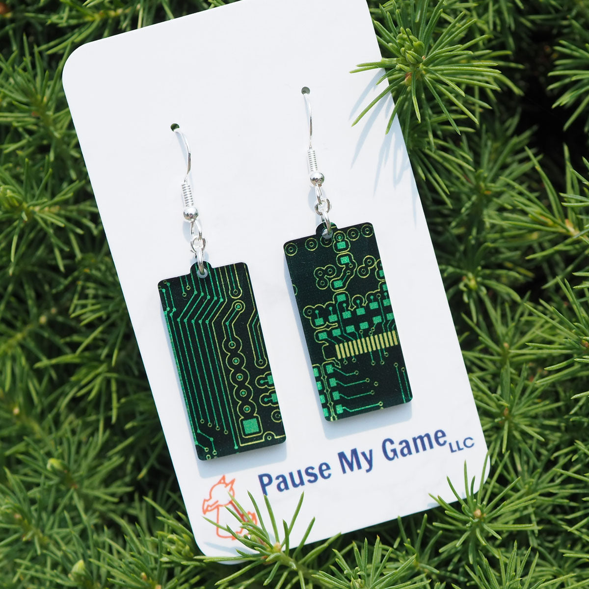 Pause My Game - Circuit Board Earrings