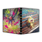 Pokémon trading card game binder with Starmie and Meowth on a white background