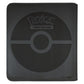 Back of faux leather Pokemon card folio featuring a embossed Poke Ball 