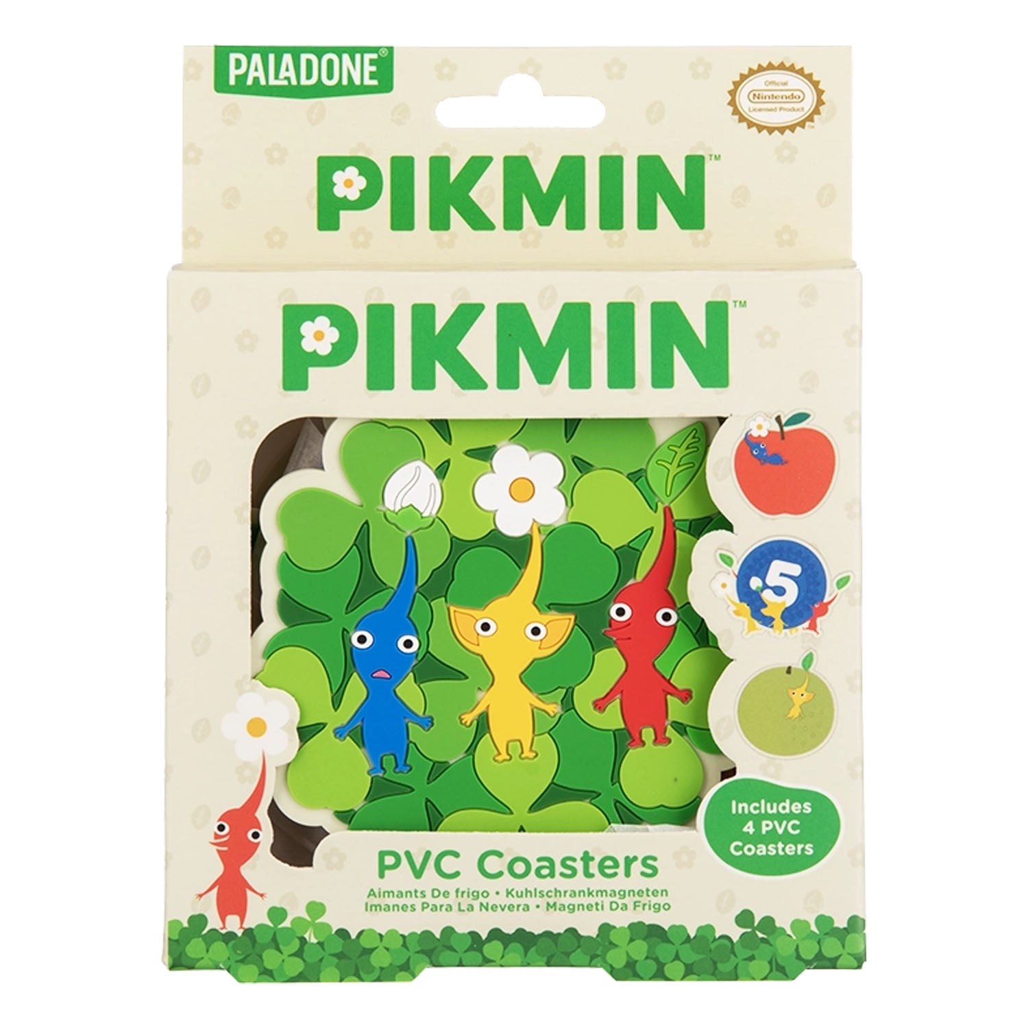 Box packaging for Pikmin PVC coasters. 