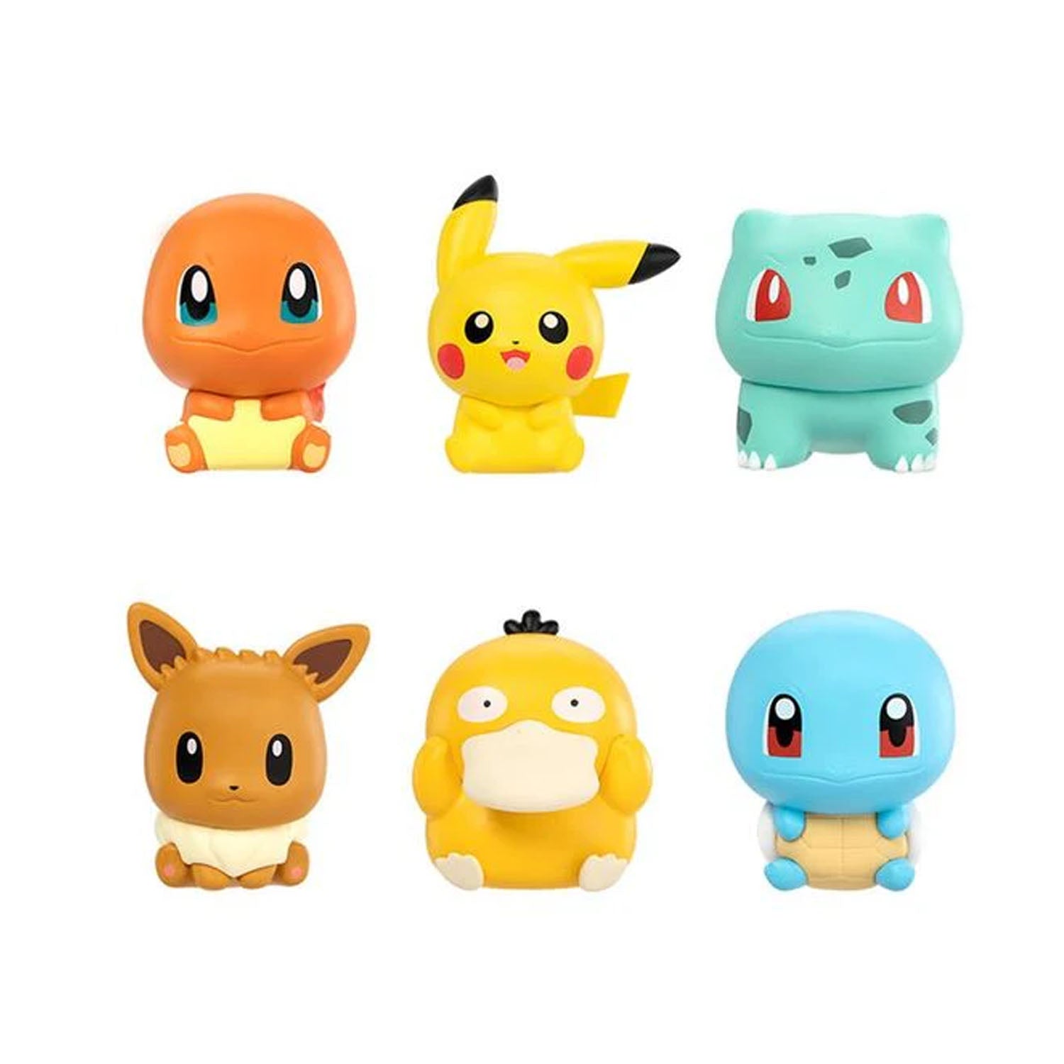 Set of six Pokemon figurines on a white background