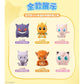 Five Pokemon figures on a yellow background with text above them.