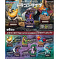 Pokemon Re-Ment Pocket Statue Dragon Type collection display card featuring multiple Pokémon dragon-type figurines and boxes on a colorful illustrated background.