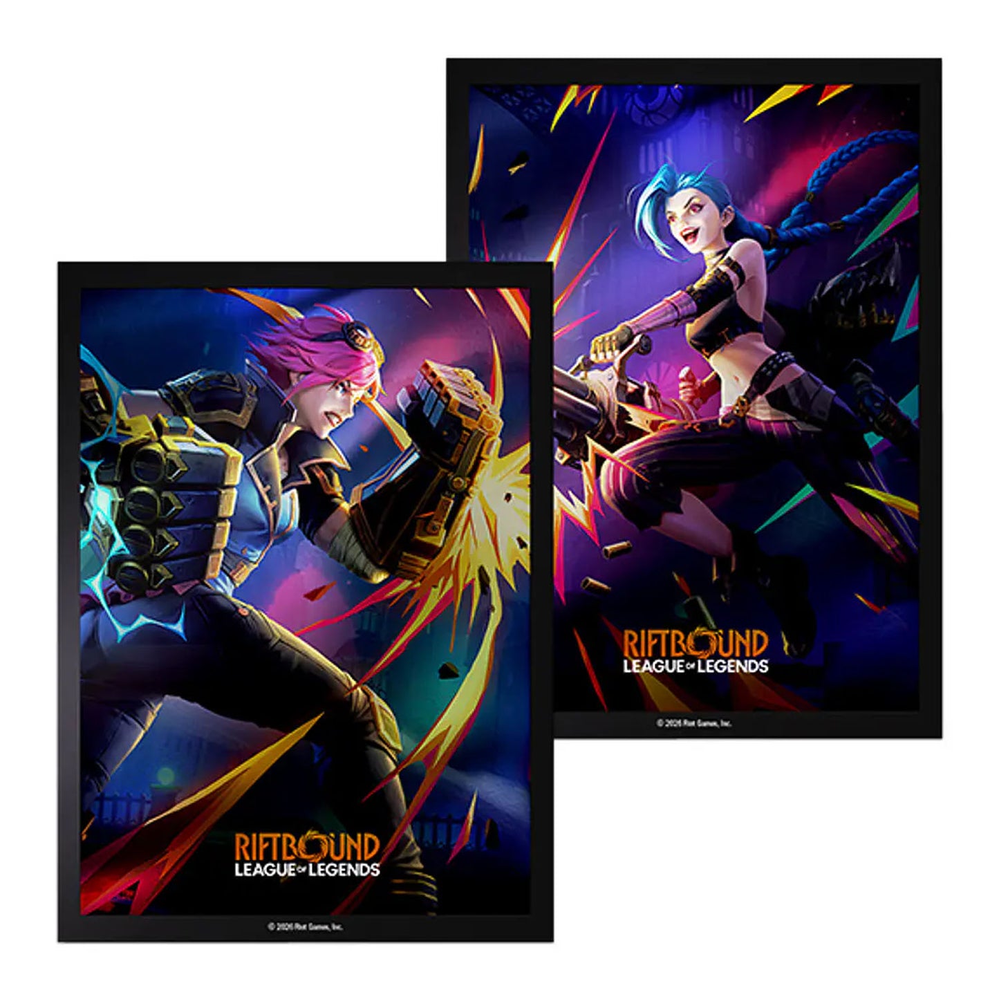 Two framed League of Legends Riftbound poster prints featuring stylized character artwork on a white background.