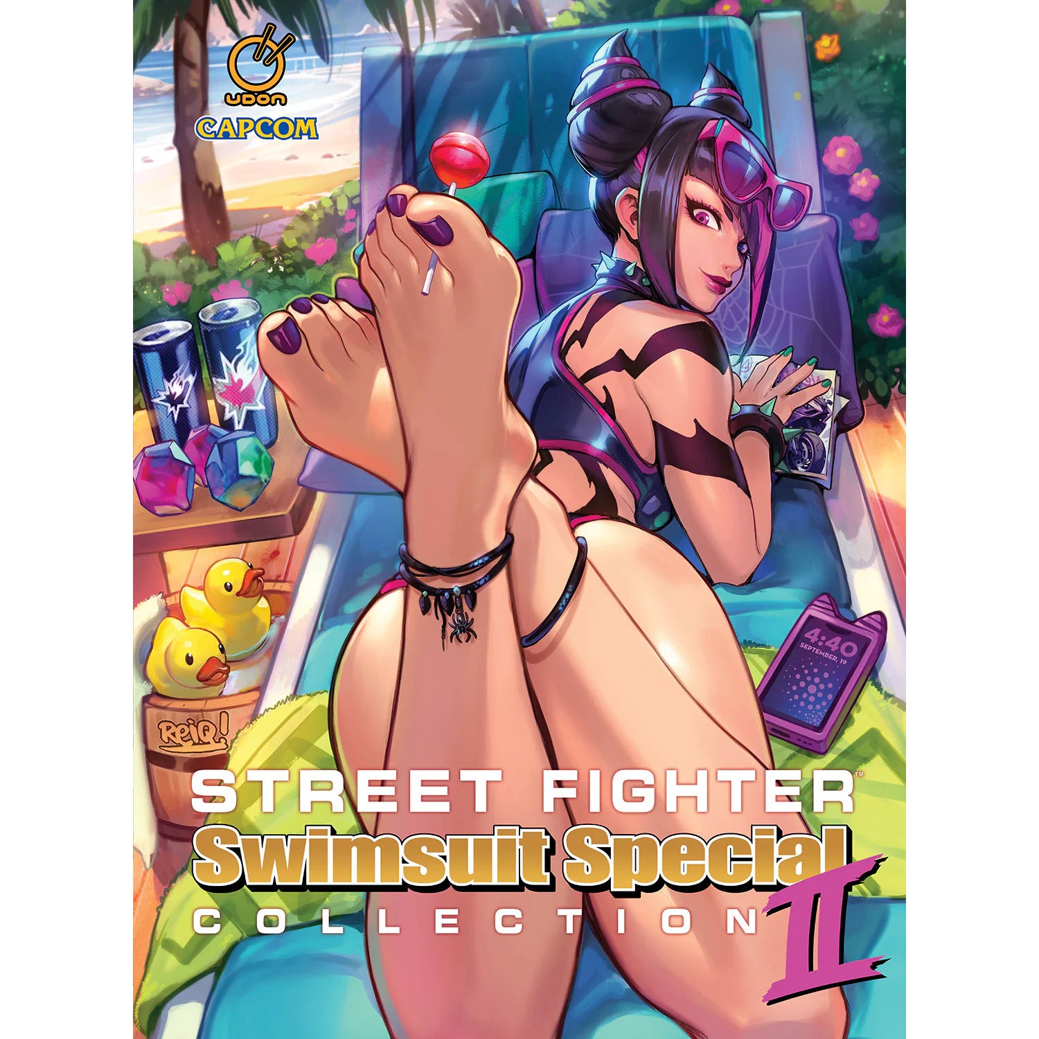 Cover of 'Street Fighter Swimsuit Special Collection II' with a character lounging on a beach chair.