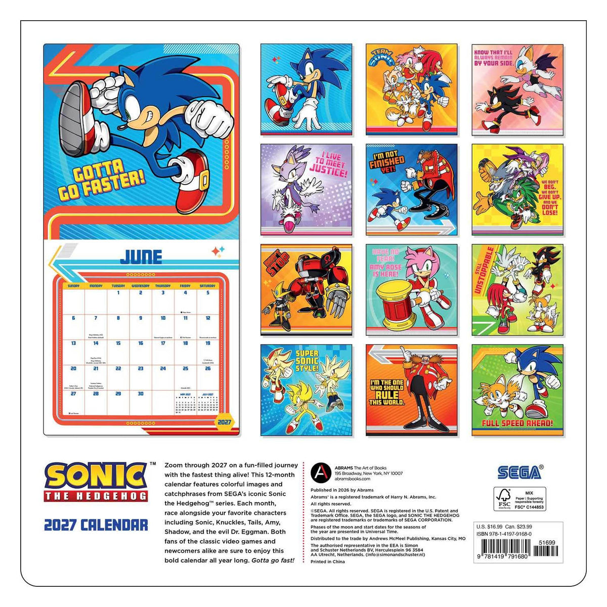 Sonic the Hedgehog 2027 Wall Calendar
