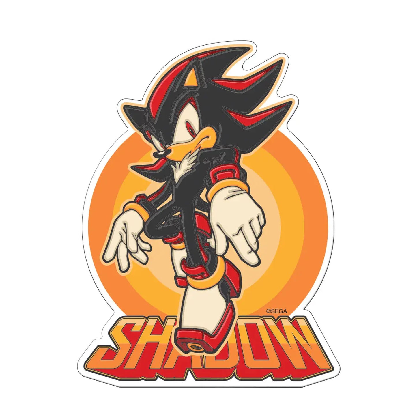 Shadow the Hedgehog sticker with orange background. 