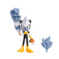 A stylized action figure of Tangle from the Sonic franchise shown standing on a white background with a long white and grey tail and extra tail accessory. 
