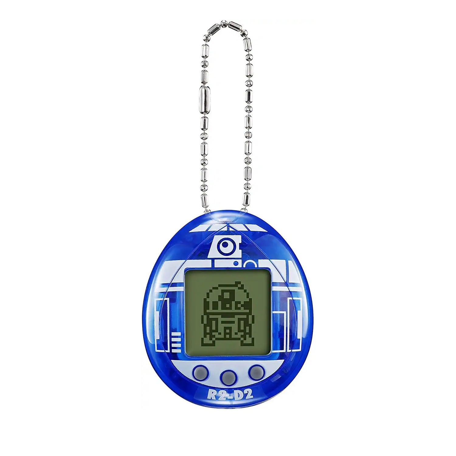R2-D2 themed electronic pet keychain on a white background