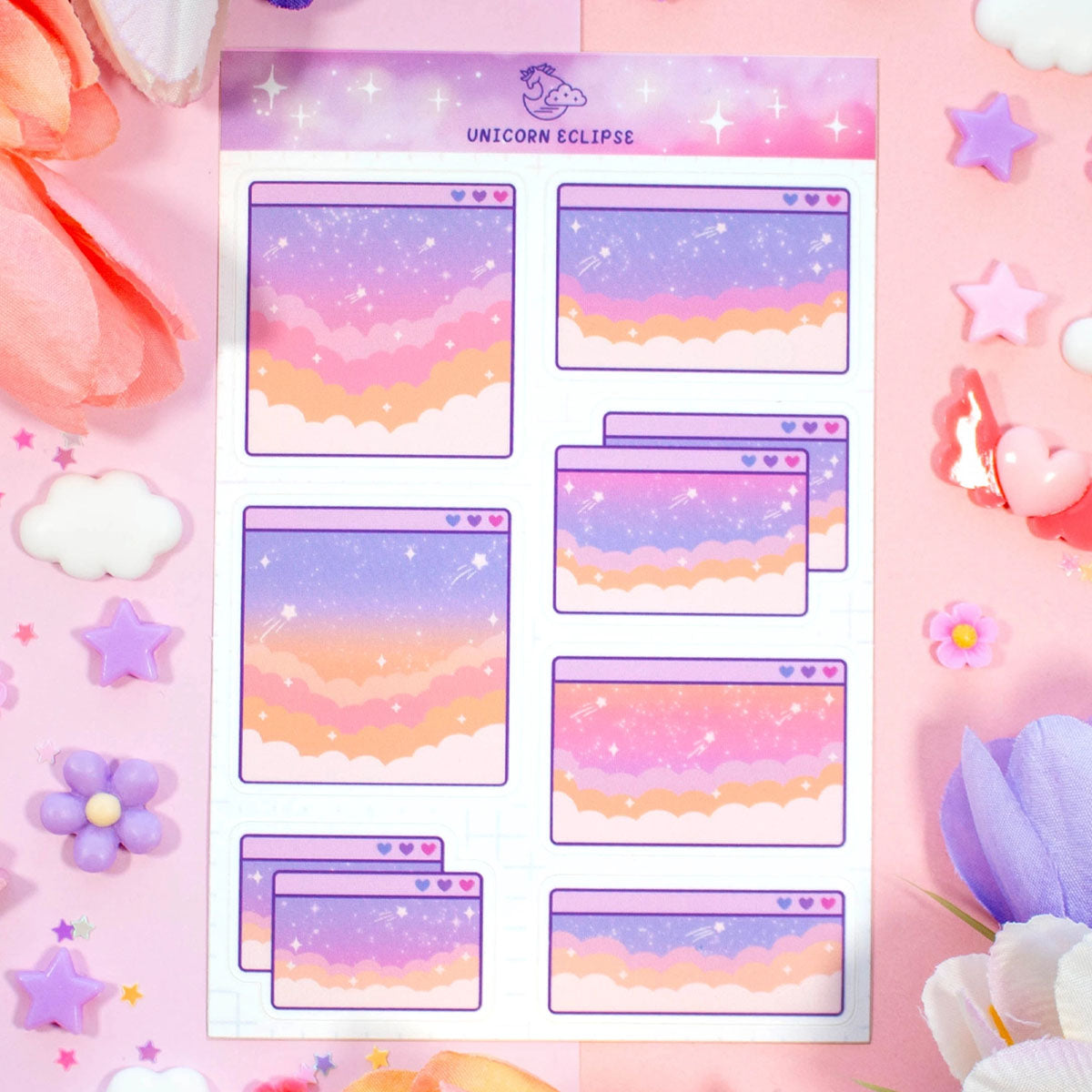 Unicorn Eclipse - Sunset Clouds Sticker Sheet