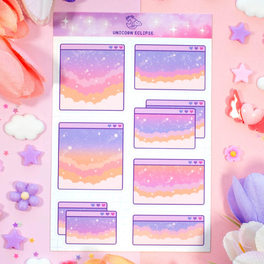 Unicorn Eclipse - Sunset Clouds Sticker Sheet