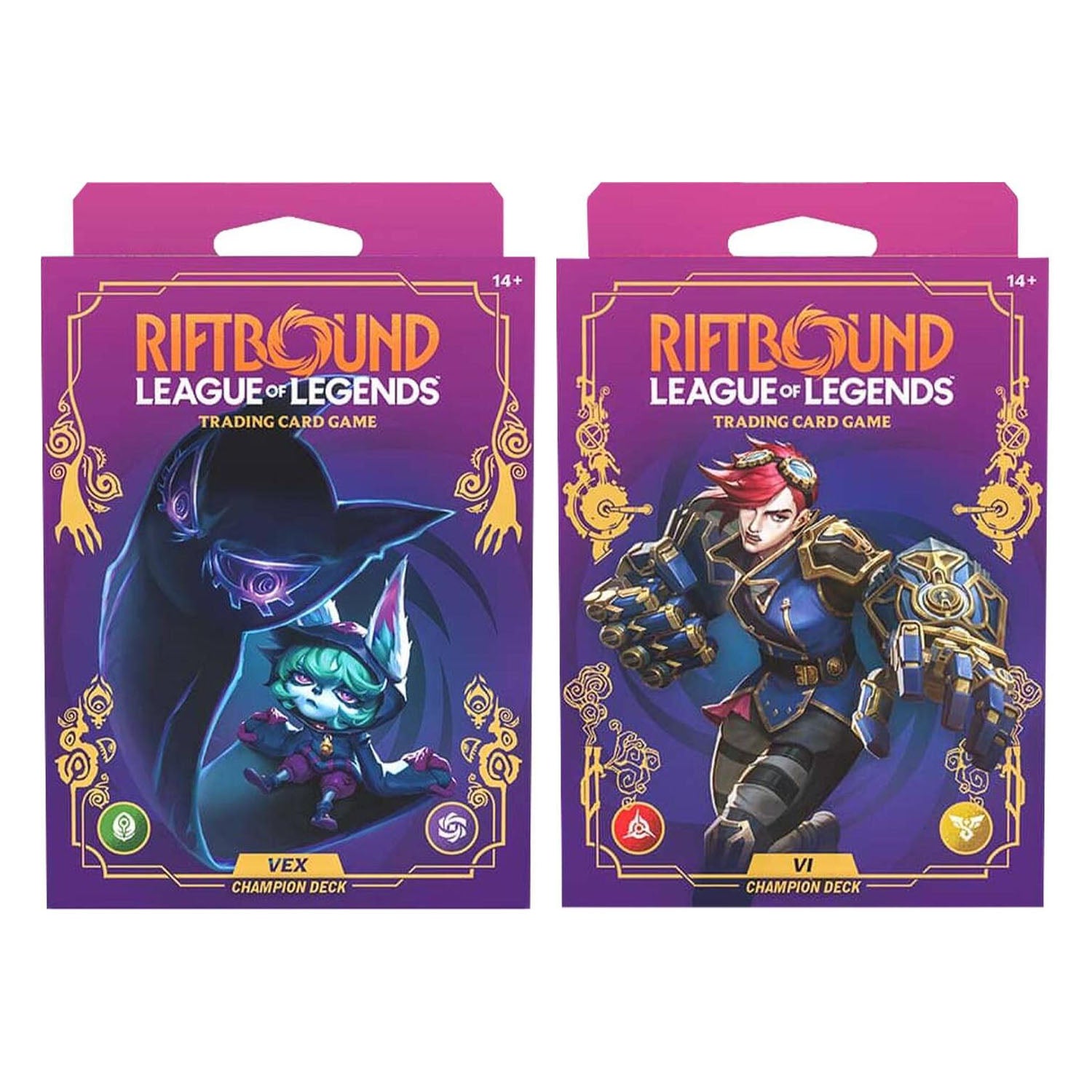 Two 'Riftbound League of Legends' trading card game packs on a white background