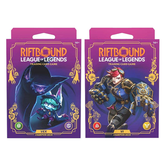 Two 'Riftbound League of Legends' trading card game packs on a white background