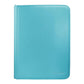 An aqua blue color leather card folio with rounded corners and a zip-around closure, shown on a plain white background. The brand name 'Ultra pro' is subtly embossed in the bottom right corner