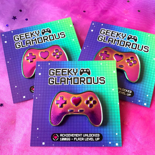 GeekyGlamorous Logo Pin Rainbow